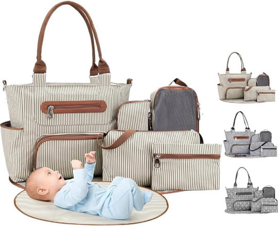 Queen Mother Wickeltasche-Wickeltasche Schulter/Hand Striped White-Grey