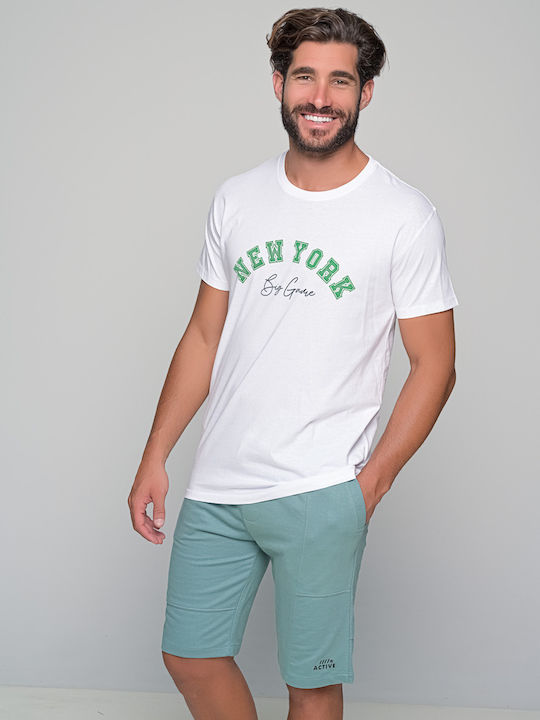 Van Hipster Herren Sport T-Shirt Kurzarm Weiß