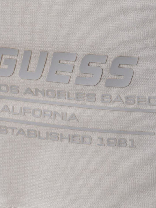 Guess Neck T-shirt Bărbătesc cu Mânecă Scurtă Ecru