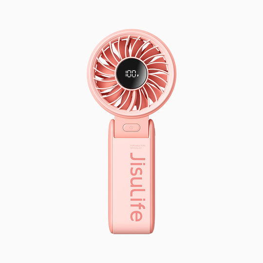 Jisulife Luxury Portable Fan Life7 Digital LED Display 3600mAh 5 Wind Speeds Pink