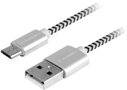 GoGEN Regular USB 2.0 to micro USB Cable Ασημί 2m (MICUSB200MM24) 1τμχ