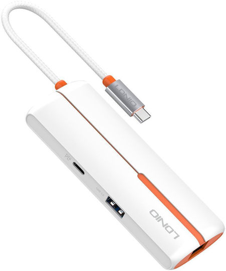 Ldnio USB-Hub 4 Anschlüsse USB 3.0 mit USB-C Anschluss Ethernet Weiß