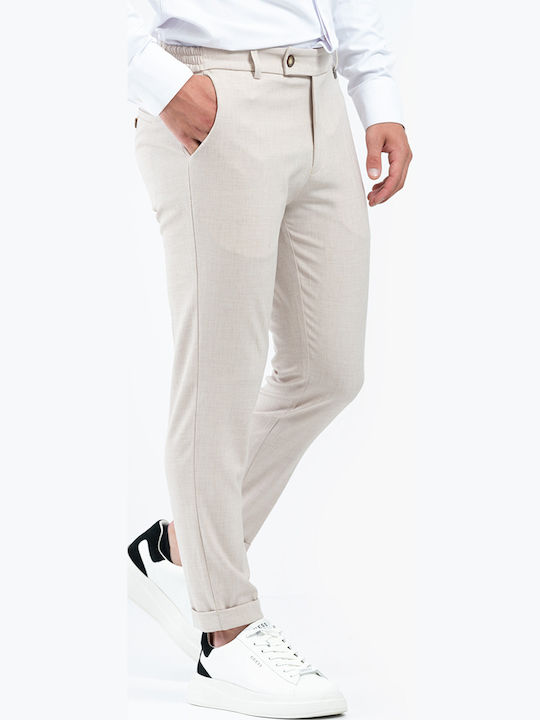 Trousers Elastic in Slim Fit Beige