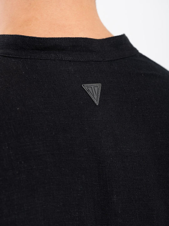 Short-sleeved Linen Shirt Black