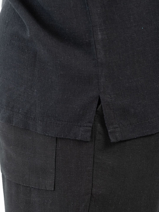Short-sleeved Linen Shirt Black