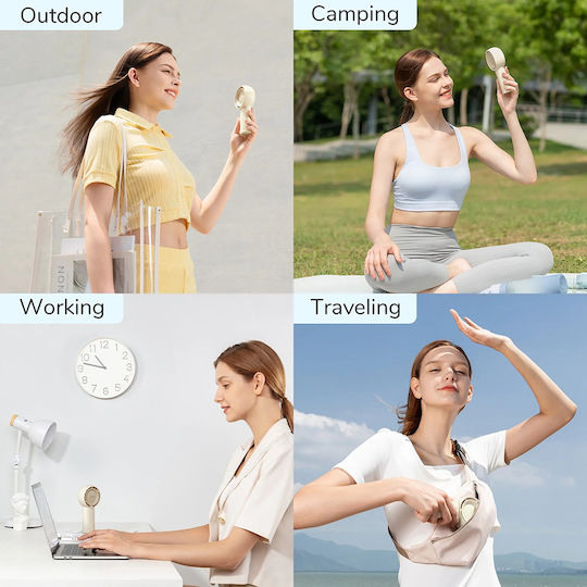 Jisulife Πολυτελής Φορητός Ανεμιστήρας Χεριού Life5 Plus Fa43 Φορητός Type-c 4000mah 5 Ταχύτητες Καφέ Γης