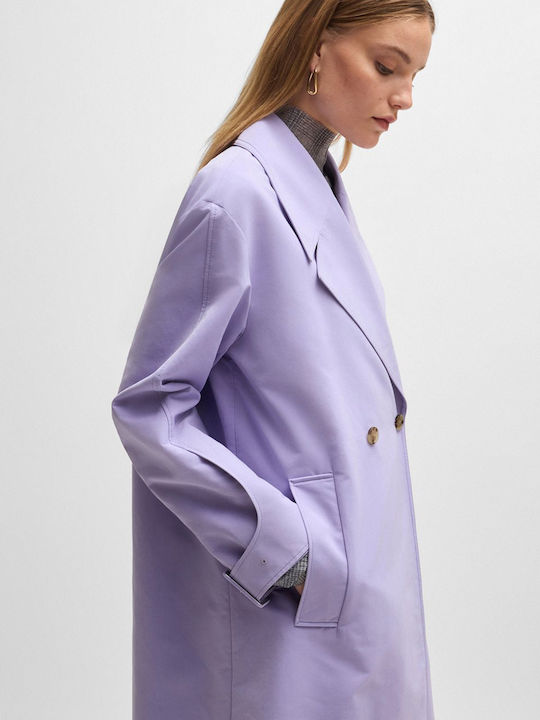 Cadeta Women's Purple Coat with Buttons