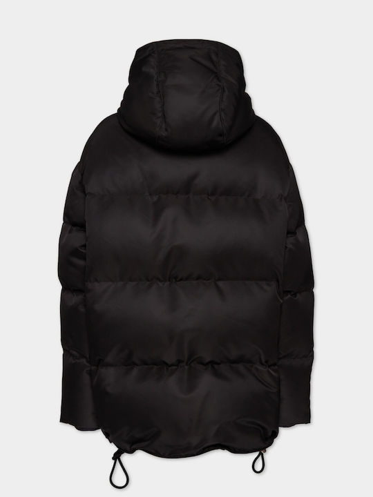 Dsquared2 Women's Short Parka Jacket Waterproof for Winter with Hood Black