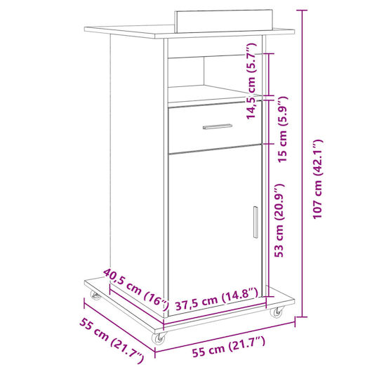 vidaXL Stand Music Height 107-107cm White 848024
