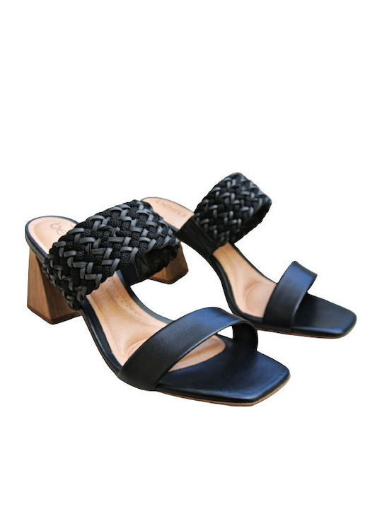 Mules mit Hoch Absatz in Schwarz Farbe