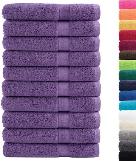 vidaXL Set 10 Hotel Pool and Beach Towels 200x80 cm 600gsm Purple