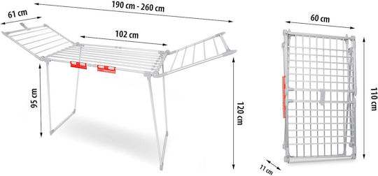 Massido Folding Floor Clothes Drying Rack Made of Stainless Steel with 27m Hanging Length