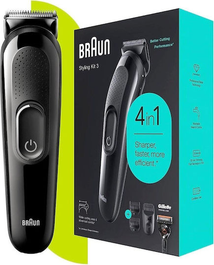 Σετ Επαναφορτιζόμενη Κουρευτικής Μηχανής Braun Sk3300 + Gillette F5 Proglide