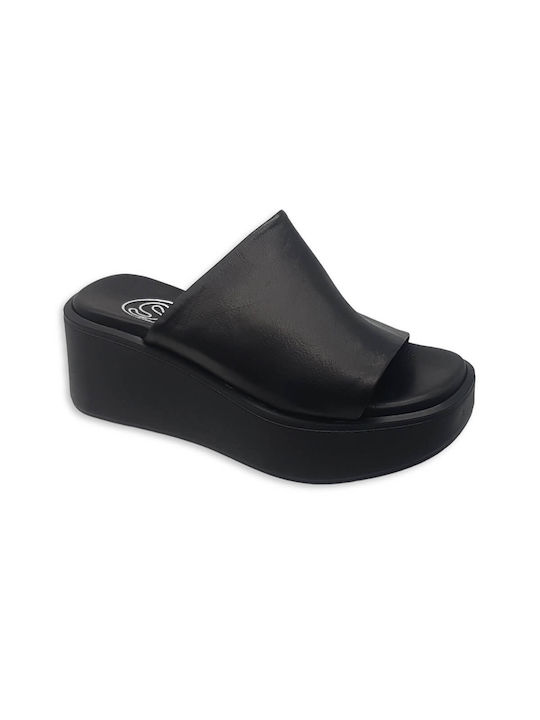 Safe Step Women's Leather Platform Wedge Sandals Black