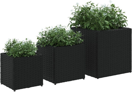 vidaXL Garden Set 3 Planters Plastic Black