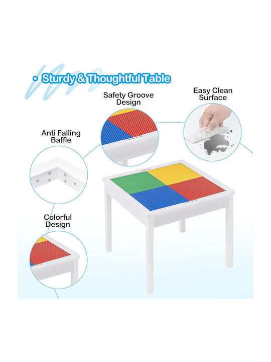 Kids Table and Chairs Set made of Wood White