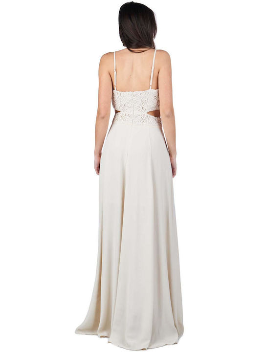 Access Maxi Dress for Wedding / Baptism with Lace Beige