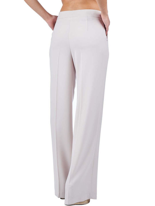Women's High-waisted Fabric Trousers Beige