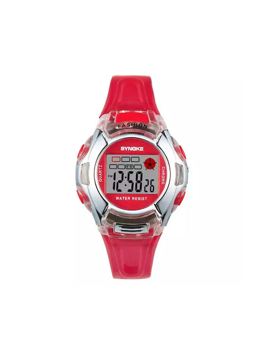 Synoke Kids Digital Watch with Silicone Strap Red