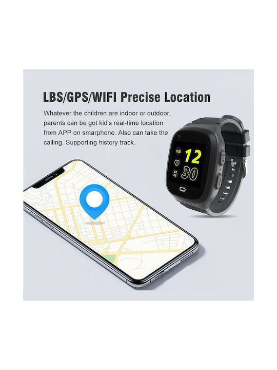 Ceas inteligent pentru copii Nubi Lt31 cu card SIM 4G, cameră, GPS+LBS+Wi-Fi, urmărire video apeluri, rezistent la apă IP67, negru