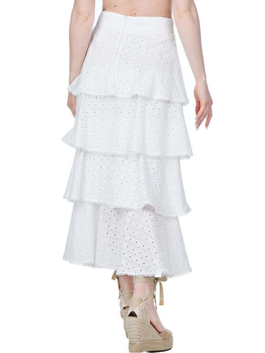 Access High Waist Skirt in White color