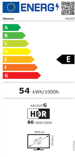 Hisense Smart Television 50" 4K UHD LED E6N HDR (2024)