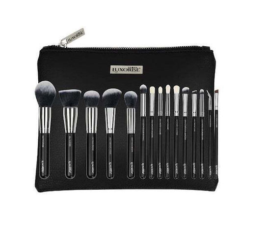 Set 15 Make-up Pinsel Luxorise Silber Tasche inklusive