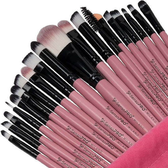 Set 20 pensule de machiaj Sensopro Roz - Cutie de depozitare inclusă