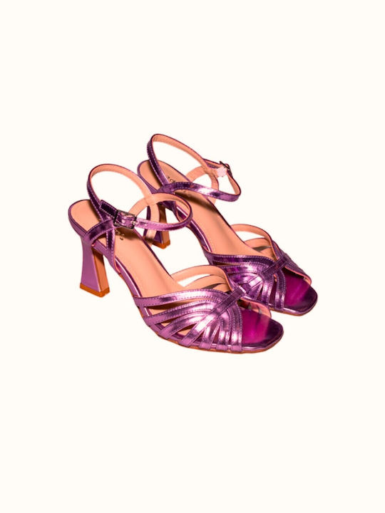 Adam's Shoes Women's Sandals Purple with High Heel