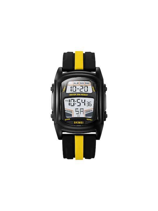 Skmei Digital Watch Battery with Rubber Strap Yellow