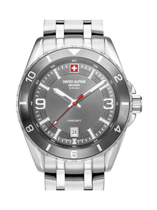 Swiss Alpine Military by Grovana Watch Battery with Silver Metal Bracelet