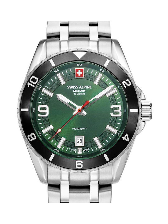 Swiss Alpine Military by Grovana Watch Battery with Silver Metal Bracelet