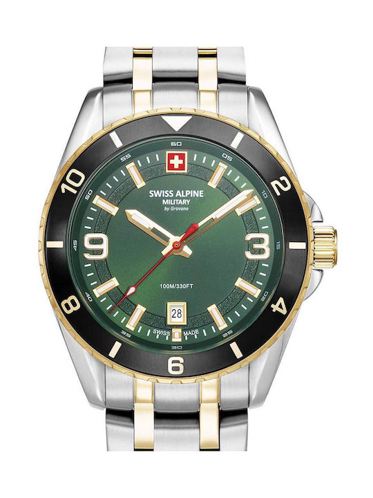 Swiss Alpine Military by Grovana Watch Battery with Gold Metal Bracelet