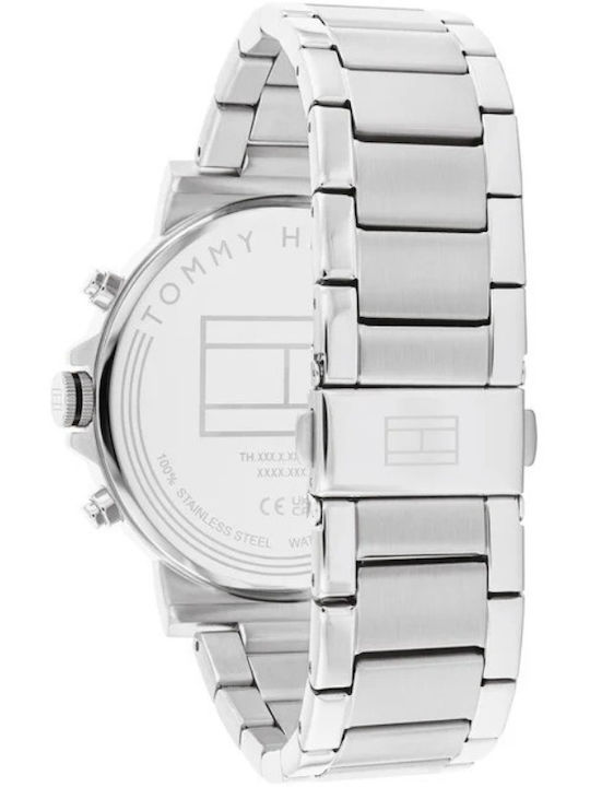 Tommy Hilfiger Tyson Ανδρικό Ρολόι 44mm Χρονογράφος Μπαταρίας με Ασημί Μεταλλικό Μπρασελέ