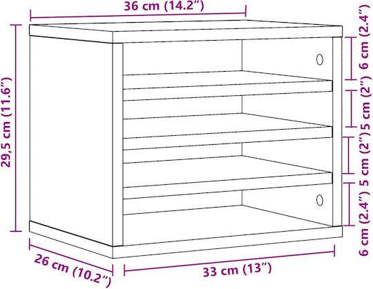 Ξύλινη Θήκη Χαρτιών σε Γκρι Χρώμα 26x29.5x36εκ. 1τμχ