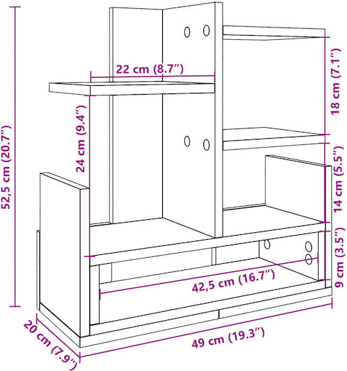Ξύλινη Μολυβοθήκη σε Καφέ Χρώμα 20x52.5x49εκ. 1τμχ