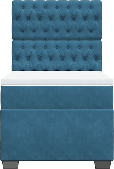 Einzelbett Mit Stoff Blau Mit Lattenrost & Matratze 90x190cm