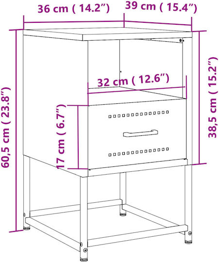 Noptiere Metalice Galbene 2buc 36x39x60.5cm