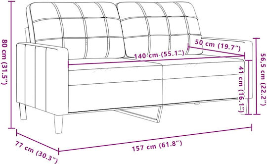 Διθέσιος Καναπές Βελούδινος Μπορντό 157x77x80εκ.