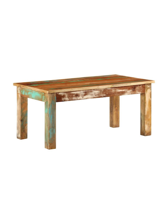 Rectangular Central Coffee Table Made of Solid Wood Multicolour W100xD55xH45cm
