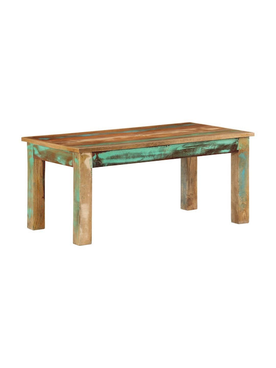 Rectangular Central Coffee Table Made of Solid Wood Multicolour W100xD55xH45cm