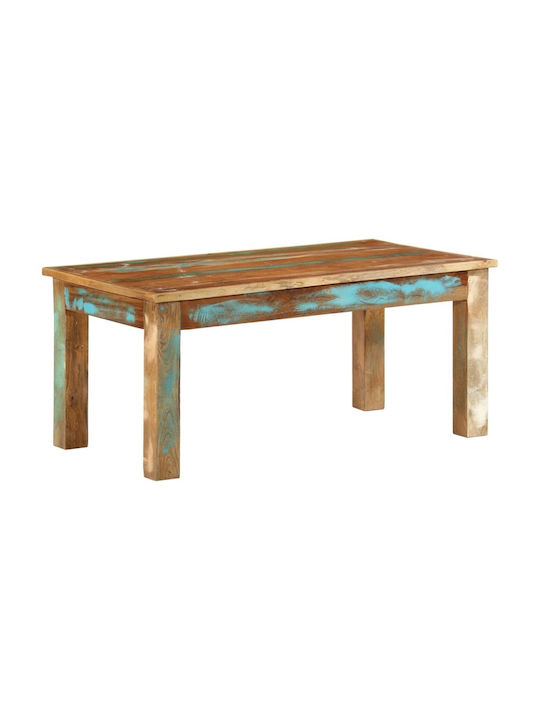 Rectangular Central Coffee Table Made of Solid Wood Multicolour W100xD55xH45cm