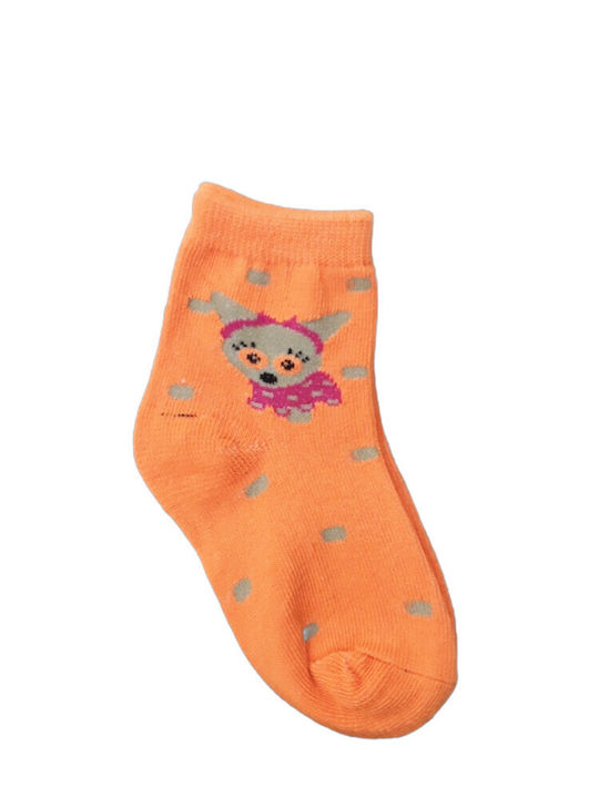 Beboulino Παιδικές Κάλτσες Dog Orange Pink 2 Ζευγάρια