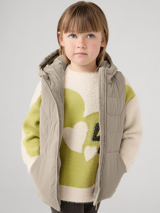Kids' Casual Jacket Sleeveless with Hood Mocha
