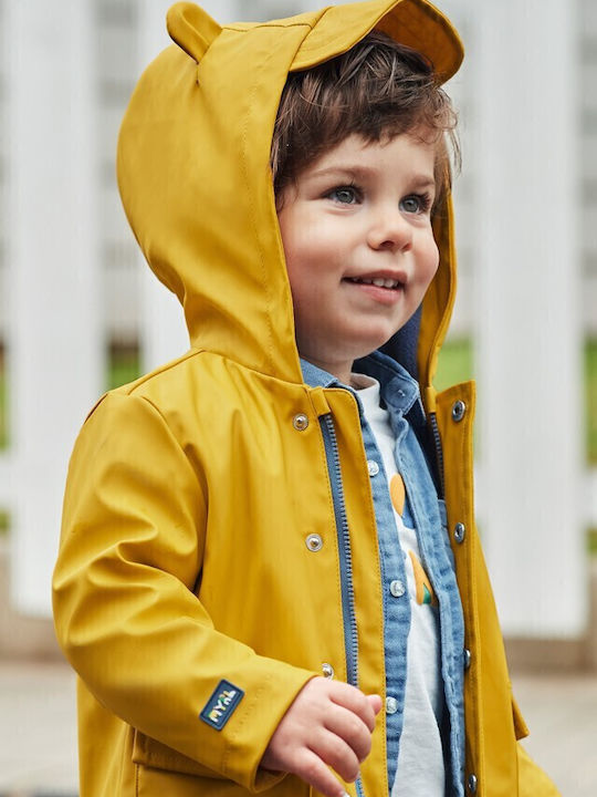 Waterproof Kids' Casual Jacket with Hood Yellow