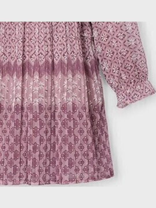 Mosaic Mädchenkleid Langärmelig Kinderbekleidungssets mit Zubehör Rosa