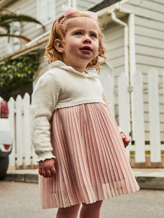 Children's Dress Long Sleeve Tulle Beige Pink