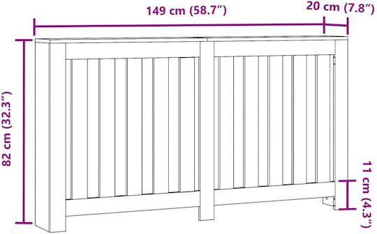 vidaXL Radiator Cover from Particleboard White 149x20x82cm