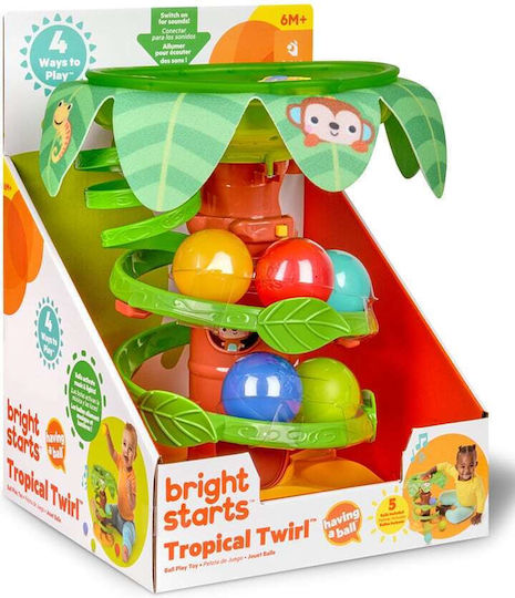 Bright Starts Jucărie pentru Bebeluși Tropical Twirl Ball Play cu Lumină și Sunete pentru 6++ Luni