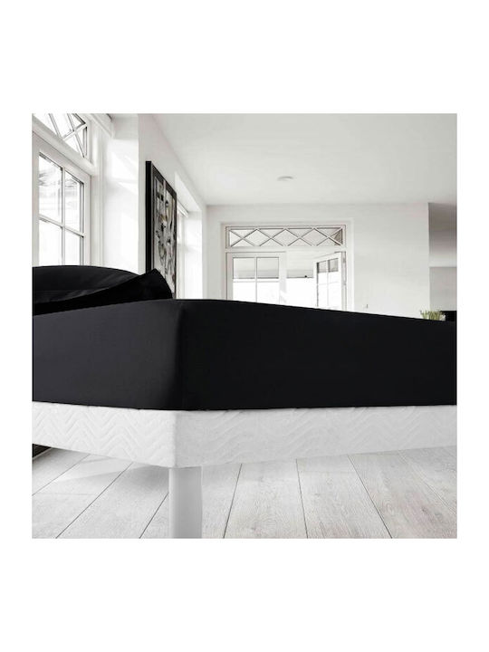To megalo pazari Sheet Super-Double with Elastic 160x200+30cm. Il-line Black